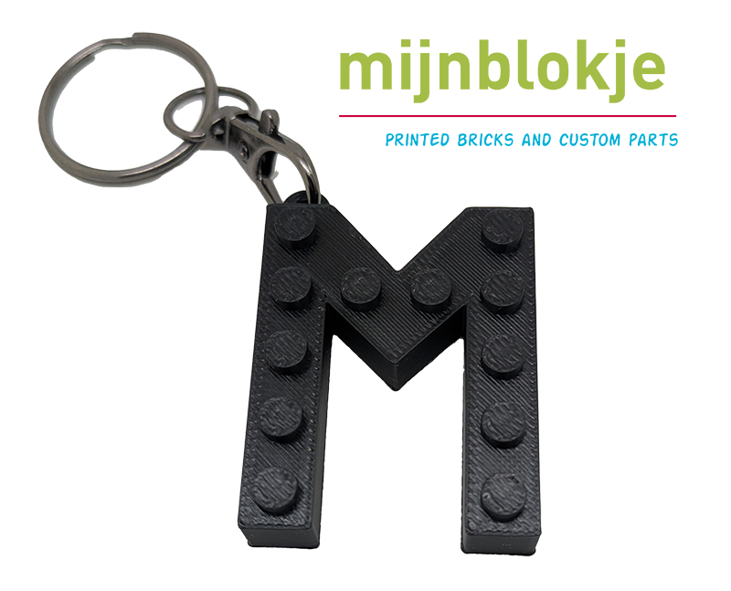 Legosleutelhanger 3d-print letter mijnblokje